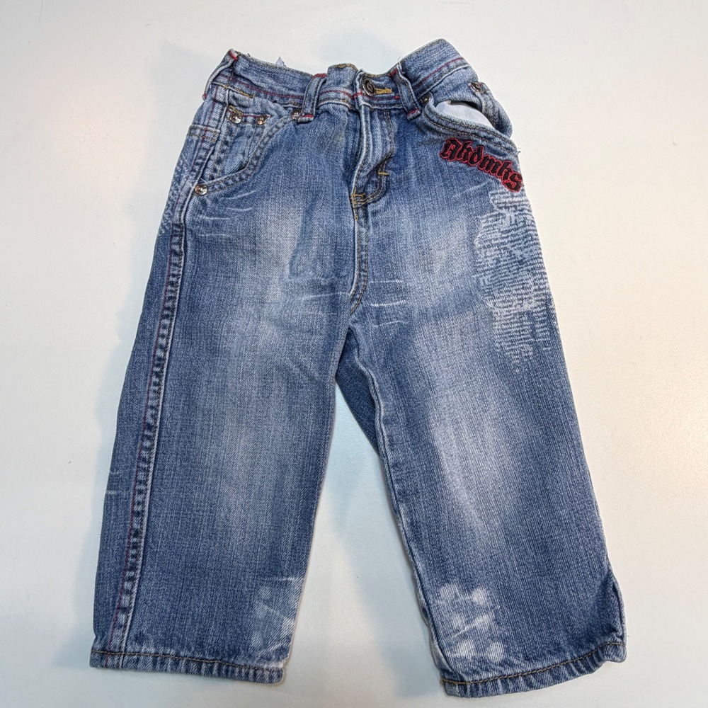 Akademiks‎ Boys Jeans Distressed Denim Embroidered Logo Size 18 Month Y2K